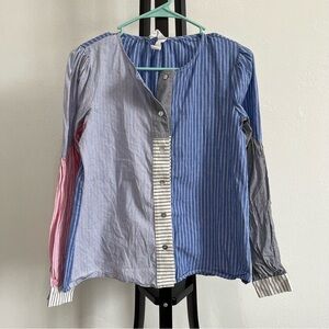 Anthropologie by Amadi Carice Buttondown Shirt Striped Patchwork Size XS